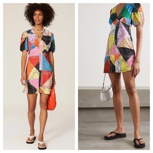 STAUD Milla Mini Dress Patchwork Bandana Rainbow